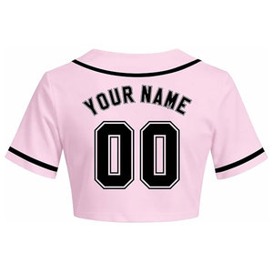 Maillot de baseball personnalisé pour femme, chemise d'équipe sur mesure avec nom et numéro imprimés, haut d'uniforme de softball boutonné, col en V, rose - Product Image 3