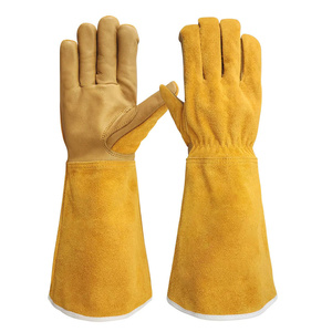 Gants de soudage TIG en cuir pleine fleur et croûte de cuir de qualité supérieure, résistants à la chaleur et aux étincelles, pour la lutte contre les incendies et le barbecue - Product Image 1