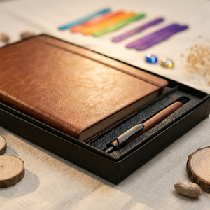 Aurelux Vintage PU Leather Cover A5 Multicolor Premium Case Bound <b>Notebook</b> Gift <b>Set</b> for Business Writing Custom Logo Journal Pen - Product Image 3