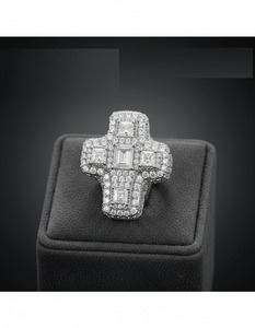 Hip Hop <b>Cross</b> <b>Ring</b> Iced Out Diamond Look 925 Sterling <b>Silver</b> or 10K 14K Gold Finish Luxury Religious Statement Jewelry <b>Ring</b> - Product Image 3