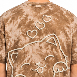 Camiseta Tie Dye Personalizada para Hombre con Bordado en la Espalda, Manga Corta, Cuello Redondo, Algodón, Corte Holgado, Estilo Urbano, Venta al Por Mayor, Ropa OEM - Product Image 5