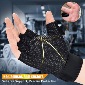 Factory Direct Weightlifting Gloves with Breathable Fabric Wrist Support and Shock Absorbing Palm Padding - Product Image 3
