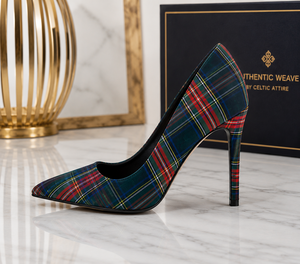 Tacones de aguja a cuadros personalizados para mujer, estilo escocés, para bodas y fiestas, proveedor mayorista de zapatos de vestir. - Product Image 3