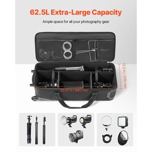 กระเป๋าใส่กล้องและอุปกรณ์วิดีโอแบบล้อลากขนาด35.83x11.81x14ในสตูดิโอแบบกลิ้งสำหรับสตูดิโอ - Product Image 2