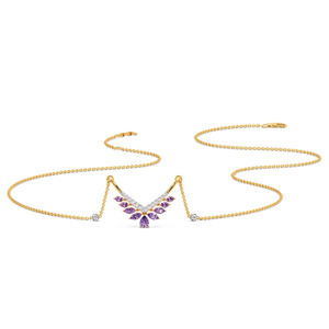 Collar de Diamantes Purple Leaf Cascade con Alas de Piedras Marquise Simétricas y Acento Central en Forma de Lágrima - Product Image 3