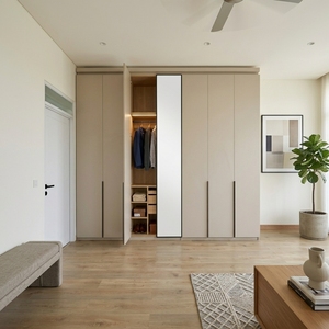 Solid Sungkai Wood Modern Wardrobe Full Length Mirror Large Minimalist Bedroom Closet System Wall Unit Luxury Internal Drawers - Product Image 4