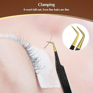 Pinzas Profesionales de Acero Inoxidable con Punta Curva para Extensión de Pestañas, para Pestañas de Mega Volumen, Pinzas de Precisión de 90 Grados - Product Image 4