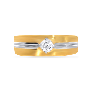 Robust Valley <b>Men</b> Solitaire Band <b>Ring</b> Luxury 18K Two Tone Yellow and White Gold Round Brilliant Cut Solitaire Diamond <b>Ring</b> - Product Image 3