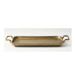 Ensemble de 3 plateaux de service en métal martelé avec poignées, finition cuivre vieilli décorative, pour la décoration de la maison et l'utilisation en cuisine - Product Image 6
