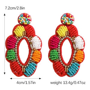 Bijoux ethniques bohèmes pour femme, pendentif fleur en cristal tissé coloré et perlé, fait main avec perles de rocaille, par MULTI CRAFT - Product Image 5