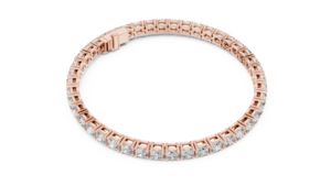 10k Rose <b>Gold</b> Lab Grown Round Brilliant Cut Micro Pave Diamond Tennis <b>Bracelet</b>-Luxury Wedding Jewelry - Product Image 3