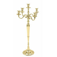 Candélabre de sol festif en chrome argenté à 5 bras, porte-bougie, décoration d'intérieur, support métallique durable