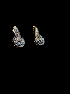 Designer floral cluster <b>stud</b> <b>earrings</b> with pear and baguette lab created diamonds in sterling <b>silver</b> or solid gold elegant style - Product Image 3