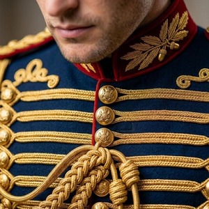 Veste formelle noire pour homme, style hussard, avec broderie dorée, col mandarin, double boutonnage, uniforme, vêtement d'hiver - Product Image 3