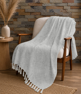 High Quality Woven Cotton <b>Throw</b> for Year-Round Comfort Navy White Cotton <b>Throw</b> for Farmhouse Style Also for Sofa & Couch - Product Image 2