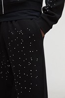 Pantalon de survêtement pour homme, couleurs personnalisées, impression de logo, taille élastique, streetwear, décoré de strass, coupe ample, longueur intégrale, 100% coton