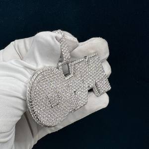 Colgante de Lujo con Letra Personalizada de Plata de Ley 925 con Moissanita VVS Brillante Certificada IGI para Hombre, Estilo Hip Hop - Product Image 2
