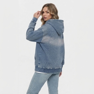 Sudadera con capucha para mujer, personalizada, efecto desgastado, estilo vintage, oversize, lavada, tipo pullover, informal, estilo urbano, de forro polar - Product Image 4