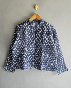 Floral Printed Cotton Blazer With <b>Mandarin</b> <b>Collar</b> Full Sleeve Spring Women's <b>Jacket</b> blazer <b>Mandarin</b> <b>collar</b> gift for her - Product Image 1