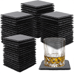 Luxury Natural <b>Slate</b> Stone Square Coasters Eco Friendly Handmade Drink <b>Mats</b> with Durable Finish for Elegant <b>Table</b> Protection - Product Image 2
