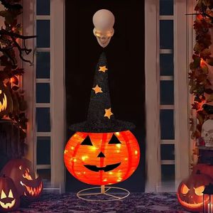 Lampes Citrouilles Pop-Up Pré-Éclairées d'Halloween avec Chapeau Étoilé, Pliables, 3 Modes, Boîte à Piles pour Utilisation Intérieure/Extérieure - Product Image 1