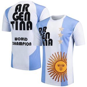 Camiseta de Fútbol de Argentina para Hombre y Mujer, Manga Corta, Cuello Redondo, Estampado Sublimado de la Bandera, Ropa Deportiva Transpirable de Poliéster, Unisex para Adultos - Product Image 1