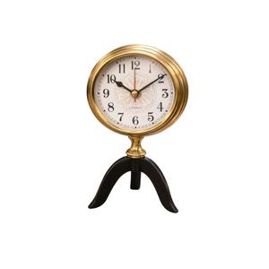 Vintage Square <b>Wooden</b> Table Clock Retro Metal Loop Stand Desk <b>Mantel</b> Clock Classic Roman Numerals Silent Quartz Table Clock - Product Image 2