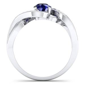 Anillo REYES de Oro Blanco de 14K de Primera Calidad con Zafiro Azul de Corte Redondo de 0.84 Quilates y Moissanita a Precios de Mayoreo - Product Image 4