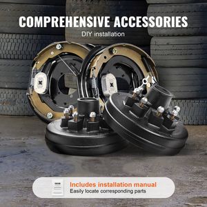 8 6.5\" B.C. Frenos Eléctricos de 12 x 2 Pulgadas, Conjunto de Frenos de Remolque Autoajustables, Eje de 7000 Libras, Kits de Frenos para Camiones de 5 Pulgadas para Trabajo Pesado - Product Image 3