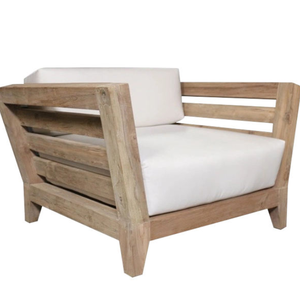 Chaise longue d'extérieur ou d'intérieur en teck, design moderne avec coussin - Durable et polyvalente - Product Image 3