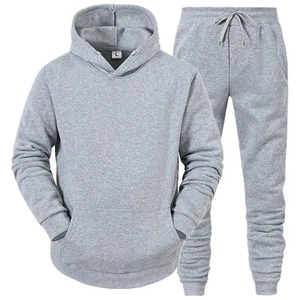 Ensemble de survêtements décontractés pour hommes, couleur bleu marine personnalisée, à capuche, manches longues, 100% polyester polaire, vêtements d'automne et d'hiver, deux pièces - Product Image 4