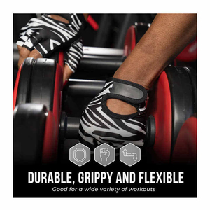 Gants de sport mi-doigts imprimé zèbre en Spandex avec sangle de poignet réglable, unisexe, équipement d'entraînement fitness, gants de sport pour hommes - Product Image 6
