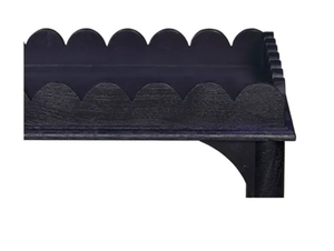 Mesa Consola Moderna Negra de 2 Niveles con Borde Festoneado, Mesa Auxiliar de Madera para Sala de Estar - Product Image 4