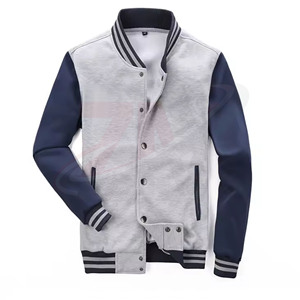 Vestes streetwear pour hommes 100% polyester coton bleu et gris avec logo brodé et patchs, livraison rapide - Product Image 3