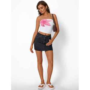2026 Cute <b>Jean</b> Short Mini Skirt Women Button Decoration Slit Bow Summer Fashion Pockets Queen-Sized Denim - Product Image 3