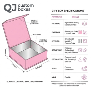 Caja de Regalo Rígida Magnética Personalizada de Lujo QJ Box, Materiales Reciclados, Forro de Esponja, Interior Mate Rosa Plateado - Product Image 4
