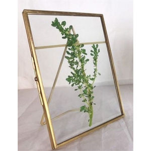 Marcos de fotos dorados de primera calidad, marcos flotantes de vidrio, marco de fotos metálico de pie, expositor de flores para decoración de escritorio o mesa. - Product Image 5