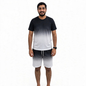 Men Gradient O-Neck <b>T</b>-<b>Shirt</b> Short Sleeve Knitted Jersey Breathable Quick Dry Casual Summer Wear 100% <b>Polyester</b> 200 Grams XS - Product Image 1
