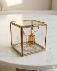 ARTINCO Transparent Glass Brass Jewelry <b>Box</b> Handmade Luxury Trinket <b>Box</b> for Wedding Return <b>Gifts</b> and Keepsakes - Product Image 4