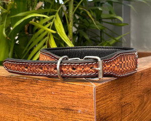 Wholesale Designer Pet Accessories Hand <b>Tooled</b> <b>Leather</b> Dog Collar Durable High Quality Cowhide <b>Leather</b> Alloy Hardware Pet Collar - Product Image 6