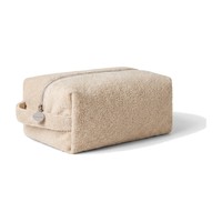 Sac de rangement pour articles de toilette en polyester éponge résistant à l'eau, coins renforcés, breloque métallique, personnalisable OEM, certifié BSCI, pour salle de bain