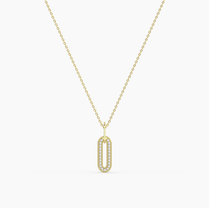 จี้เพชรทรงกลมเจียระไนแบบบริลเลียนท์เคลือบทอง 14K เพชรเพาะเลี้ยงในห้องปฏิบัติการ ดีไซน์ทันสมัย เหมาะสำหรับงานแต่งงาน - Product Image 1