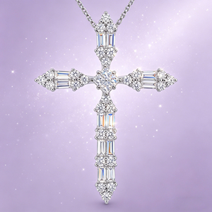 สร้อยคอจี้รูปกางเขนแบบคลาสสิก ชุบทองคำขาว 10K/14K/18K ประดับเพชร CVD ผลิตในห้องปฏิบัติการ ของขวัญสำหรับโอกาสพิเศษ - Product Image 5