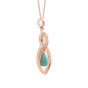 Collar con Colgante de Piedra Turquesa, Plata de Ley 925, Bañado en Rodio, Diseño Minimalista, Forma de Gota de Agua, Cadena de Caja, Joyería Fina - Product Image 5