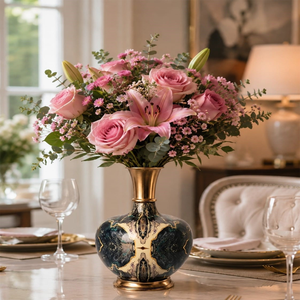 Vase à fleurs en métal antique vintage |   Vase décoratif avec poignée en forme de renne pour la maison, le jardin, les fêtes, centre de table, pièce d'appoint - Product Image 1