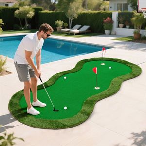 Tappetino da Golf in Nylon ad Alta Densità 10x5ft con 3 Buche a Grandezza Naturale + Bandierine, per Uso Interno/Esterno, Colore Verde - Product Image 4