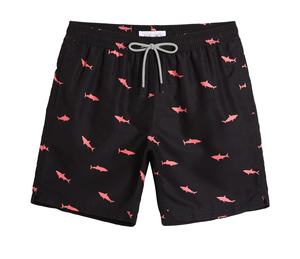 Short de bain respirant en polyester pour homme, taille mi-haute élastique avec cordon de serrage et poches, imprimé personnalisé, style urbain estival - Product Image 1