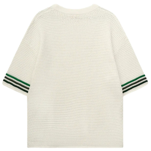 Camiseta de punto de ganchillo para hombre, manga corta, transpirable, de algodón, estilo casual, para verano, ropa de calle, venta al por mayor, OEM, fábrica personalizada - Product Image 3