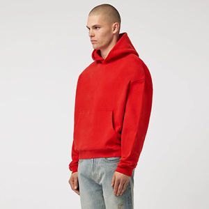Sweat-shirt à capuche surdimensionné rouge personnalisé en molleton de coton, coupe décontractée, unisexe, streetwear, vêtements de mode décontractés, qualité supérieure - Product Image 2