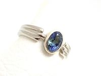 Bague en argent avec tanzanite naturelle, pierre de naissance de décembre, cadeau d'anniversaire, cadeau de demoiselle d'honneur, bague unisexe